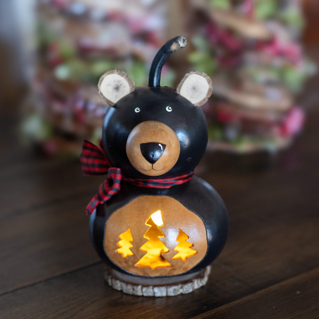 Brooks Small  Lit Bear Gourd at Meadowbrooke Gourds. 