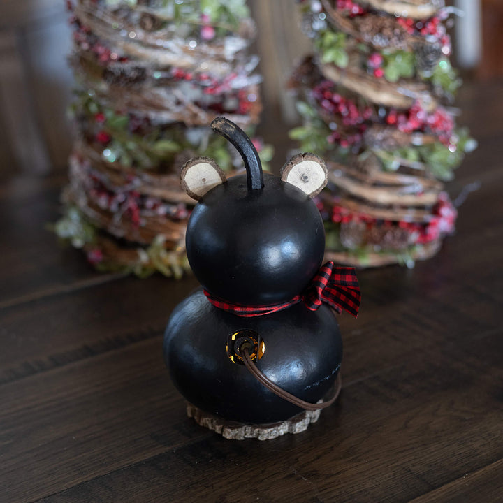 Brooks Small  Lit Bear Gourd - Back View at Meadowbrooke Gourds. 