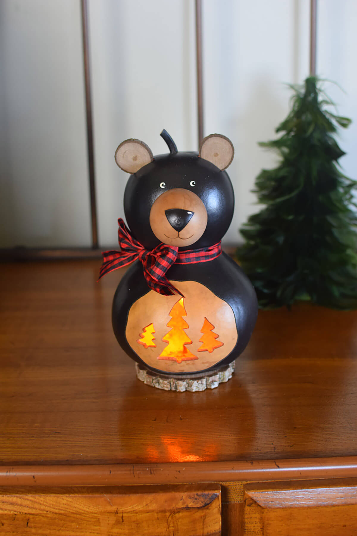 Brooks - Small Lit Black Bear Winter Wildlife Gourd Decor