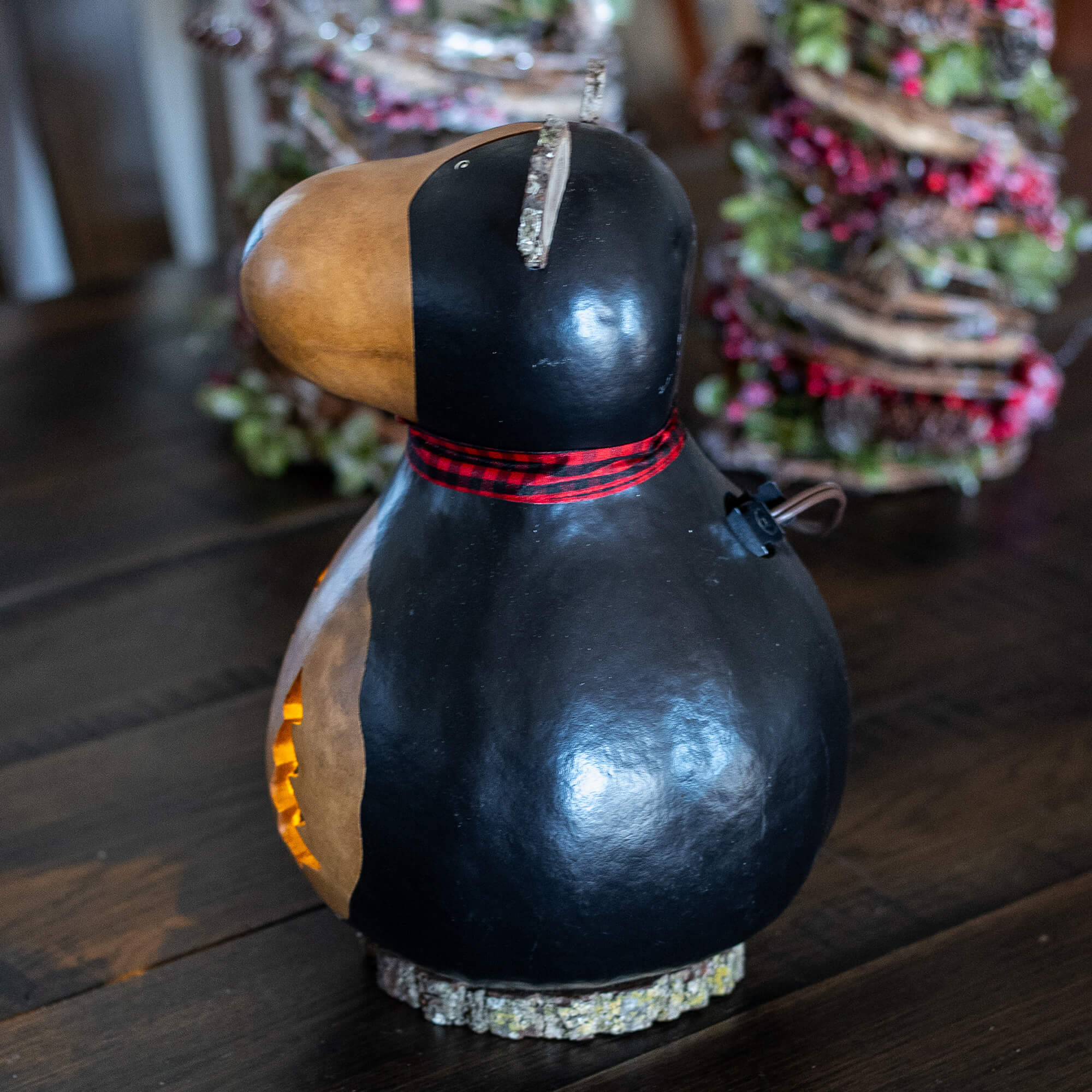 Brooks - Large Lit Black Bear Winter Wildlife Gourd Decor