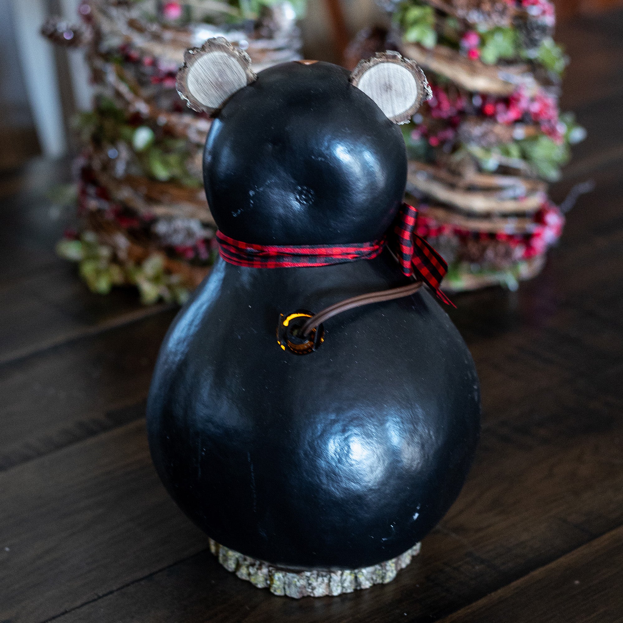 Brooks - Large Lit Black Bear Winter Wildlife Gourd Decor