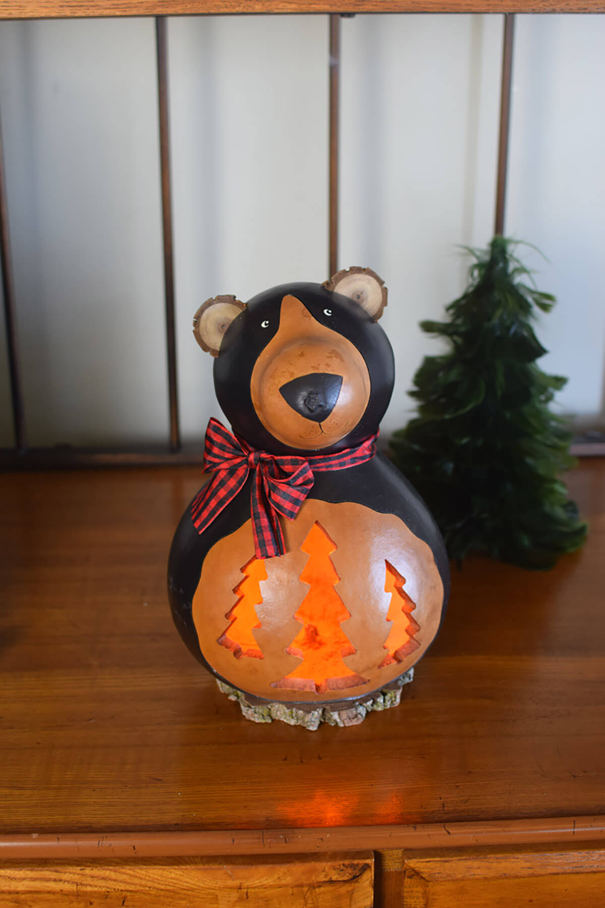 Brooks - Large Lit Black Bear Winter Wildlife Gourd Decor