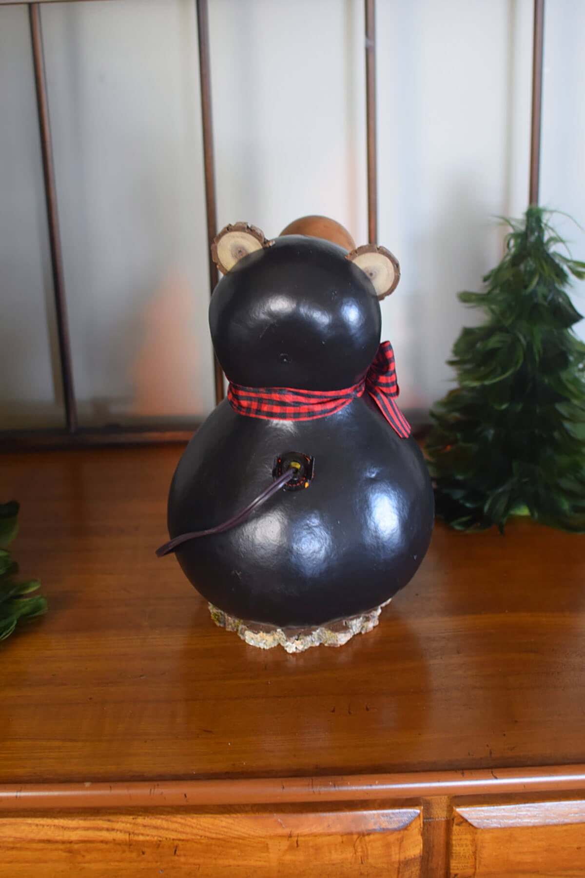 Brooks - Large Lit Black Bear Winter Wildlife Gourd Decor