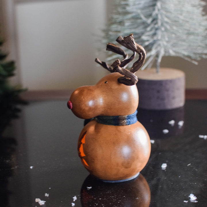 Dash Miniature Reindeer Gourd - Side View at Meadowbrooke Gourd. 