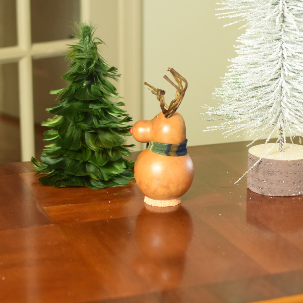 Dash Miniature Gourd Reindeer at Meadowbrooke Gourds. Left Side View