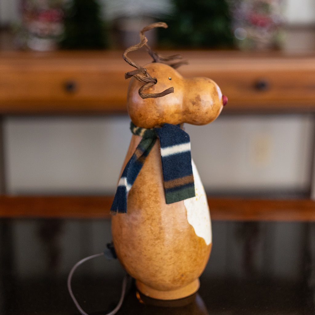 Dash Small Lit Reindeer Gourd - Side View at Meadowbrooke Gourds. 