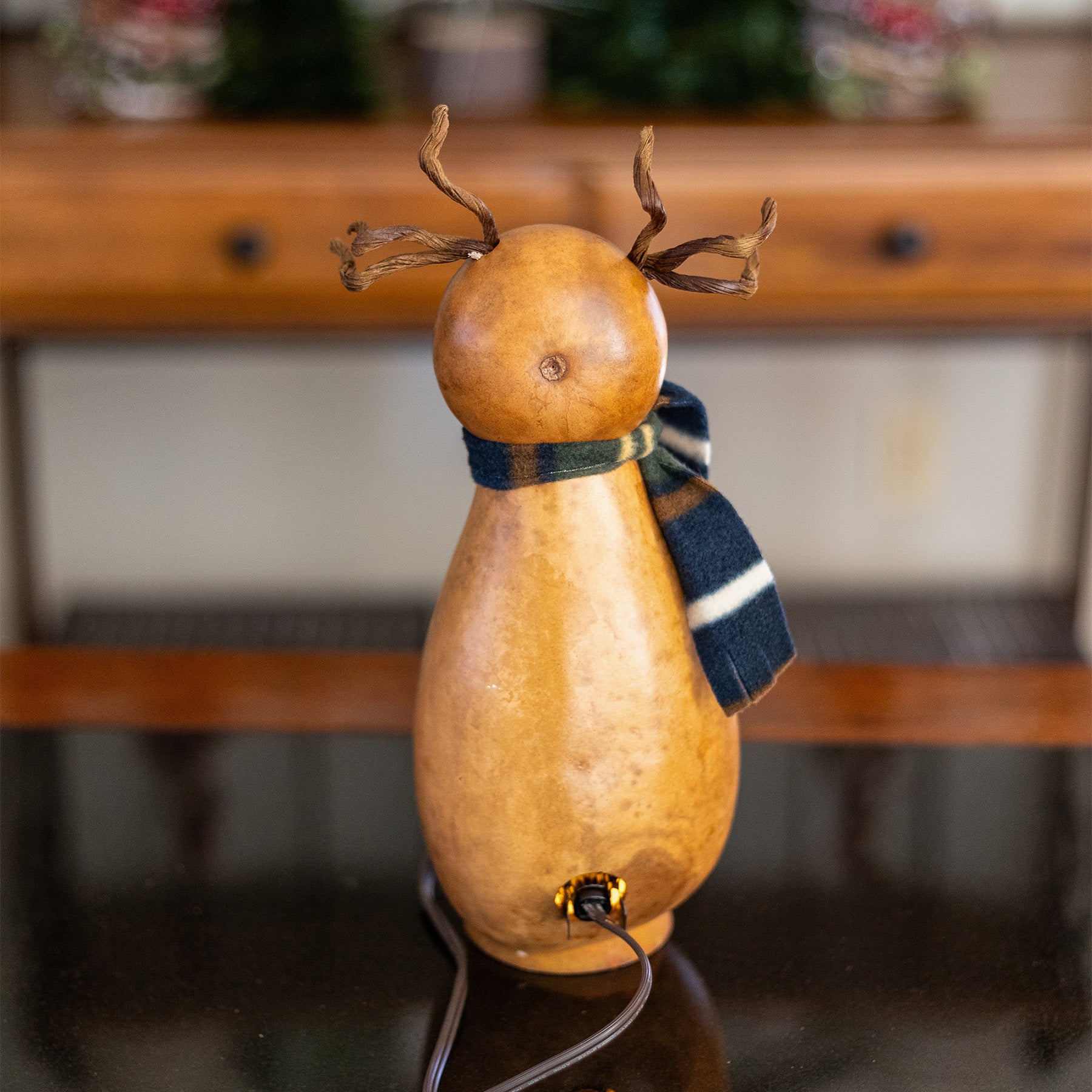 Dash Small Lit Reindeer Gourd - Back View at Meadowbrooke Gourds. 