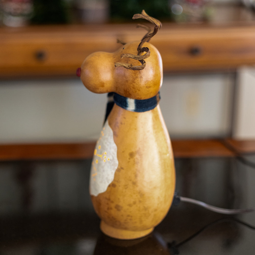 Dash Small Lit Reindeer Gourd - Side View at Meadowbrooke Gourds. 