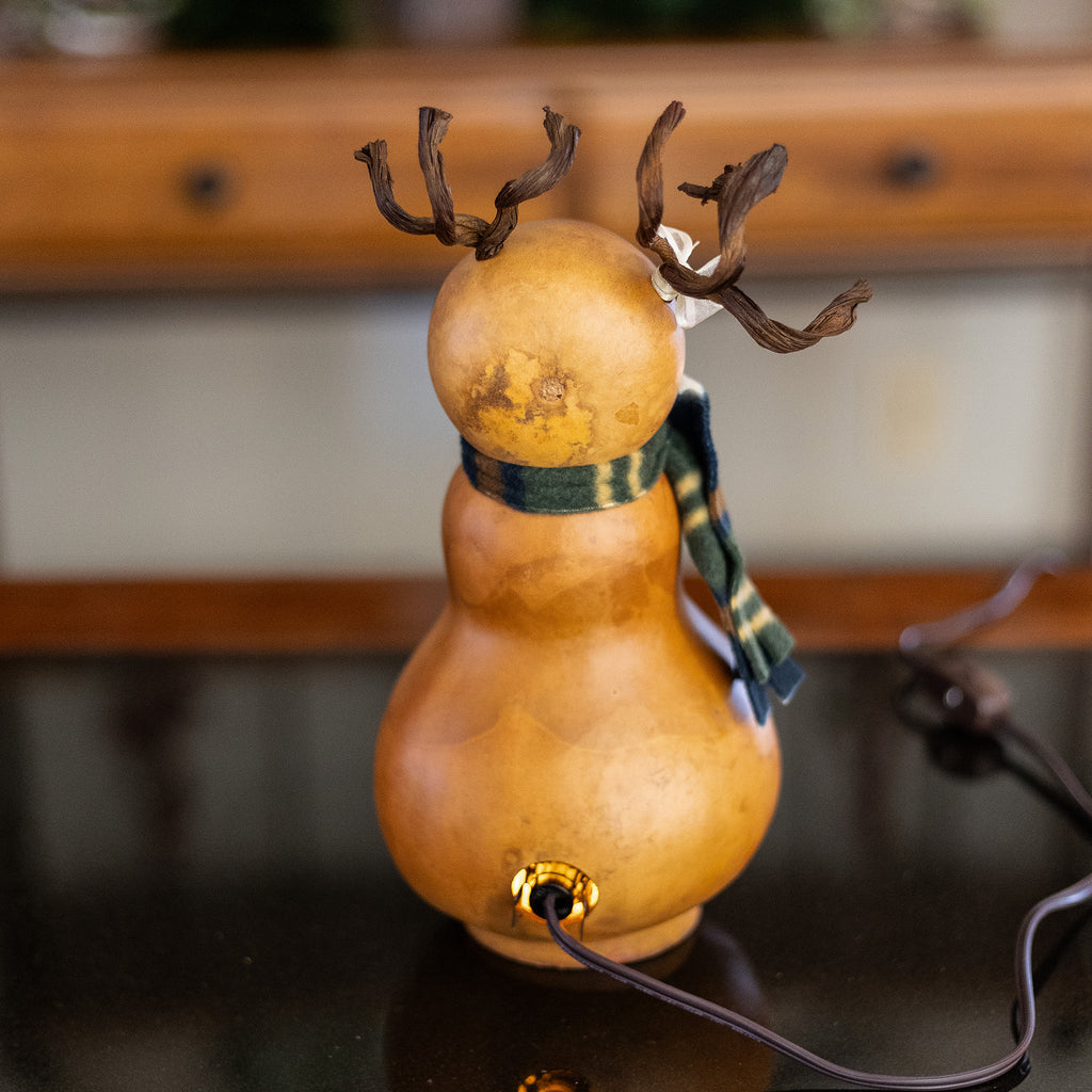 Dash Small Lit Girl Reindeer Gourd - Back View at Meadowbrooke Gourds. 