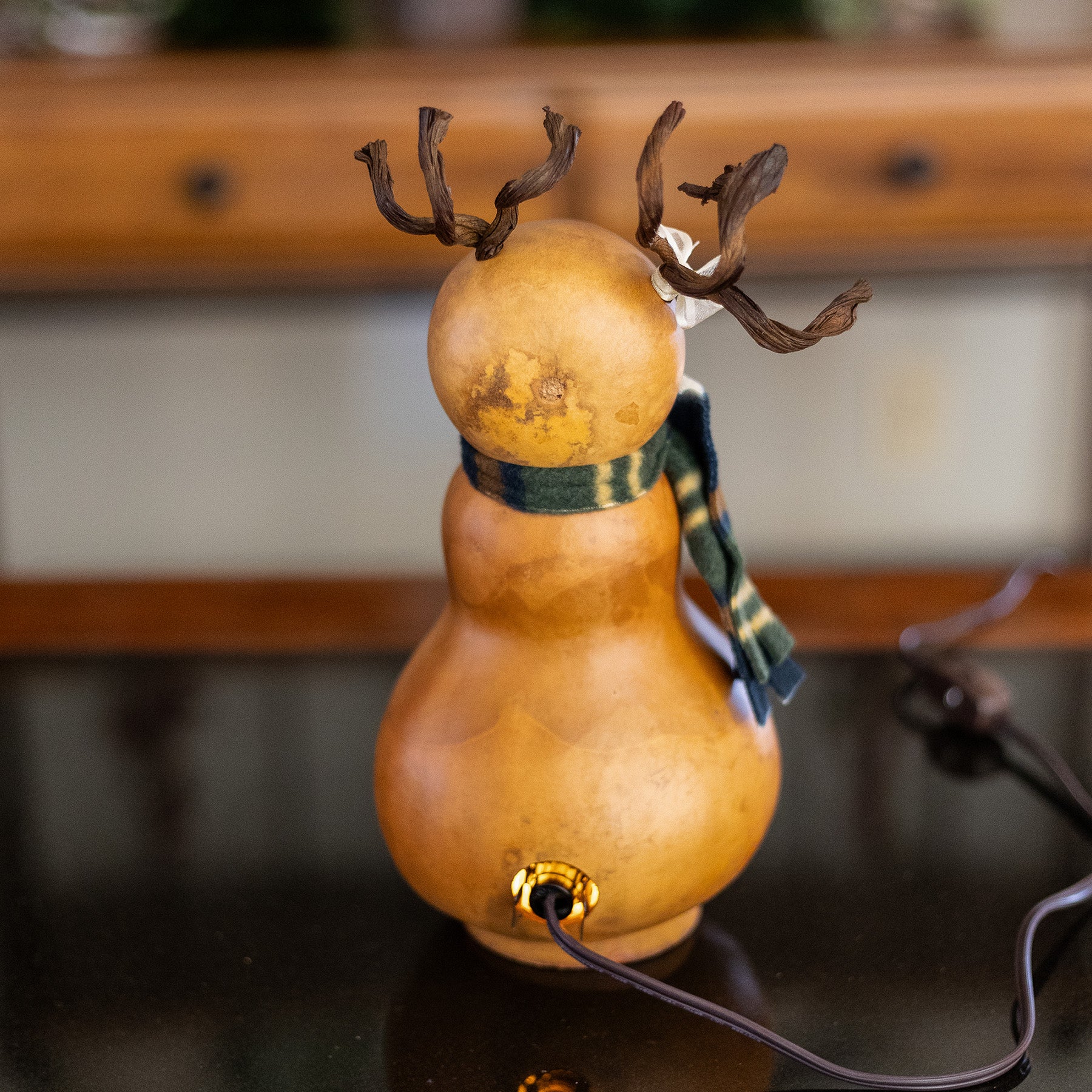 Dash Small Lit Girl Reindeer Gourd - Back View at Meadowbrooke Gourds. 