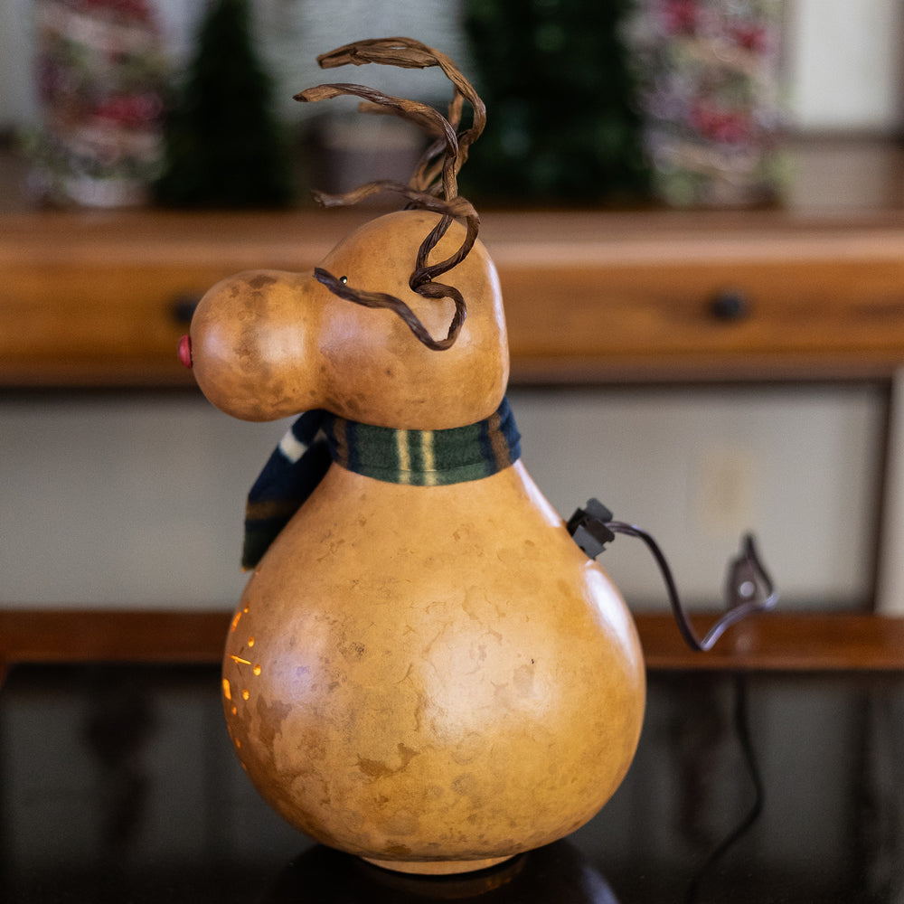 Dash Large Lit Reindeer Gourd -Sdie View at Meadowbrooke Gourds. 