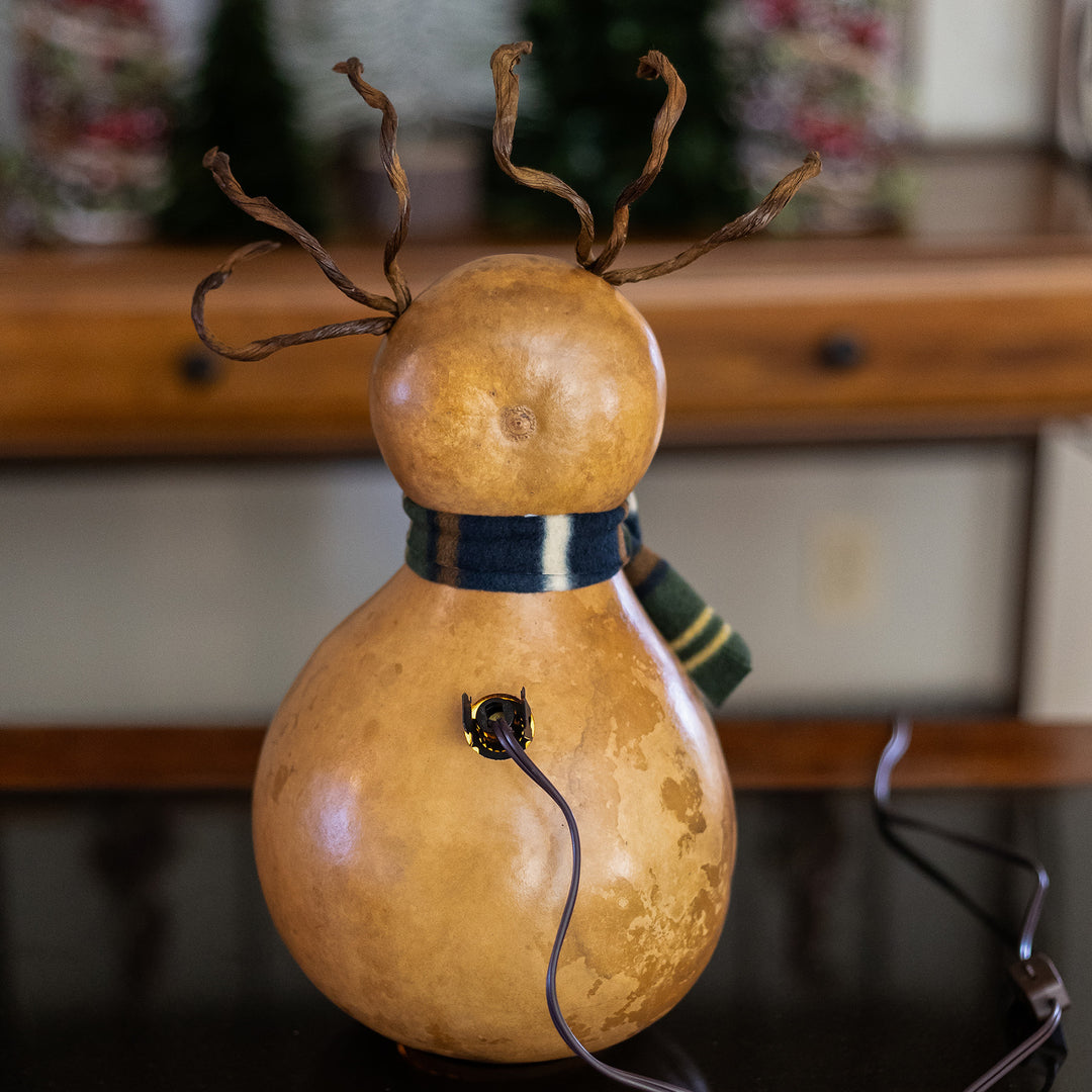 Dash Large Lit Reindeer Gourd - Back View at Meadowbrooke Gourds. 