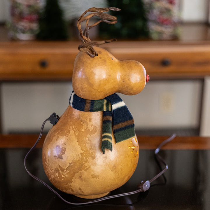 Dash Large Lit Reindeer Gourd - Side View at Meadowbrooke Gourds. 