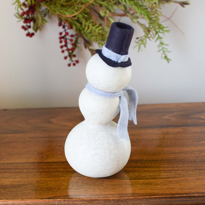 Frostworth Snowman - Winter hand-crafted gourd design by Meadowbrooke Gourds