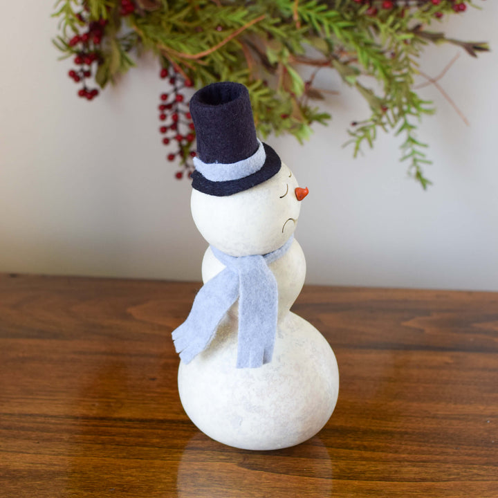 Frostworth Snowman - Winter hand-crafted gourd design by Meadowbrooke Gourds