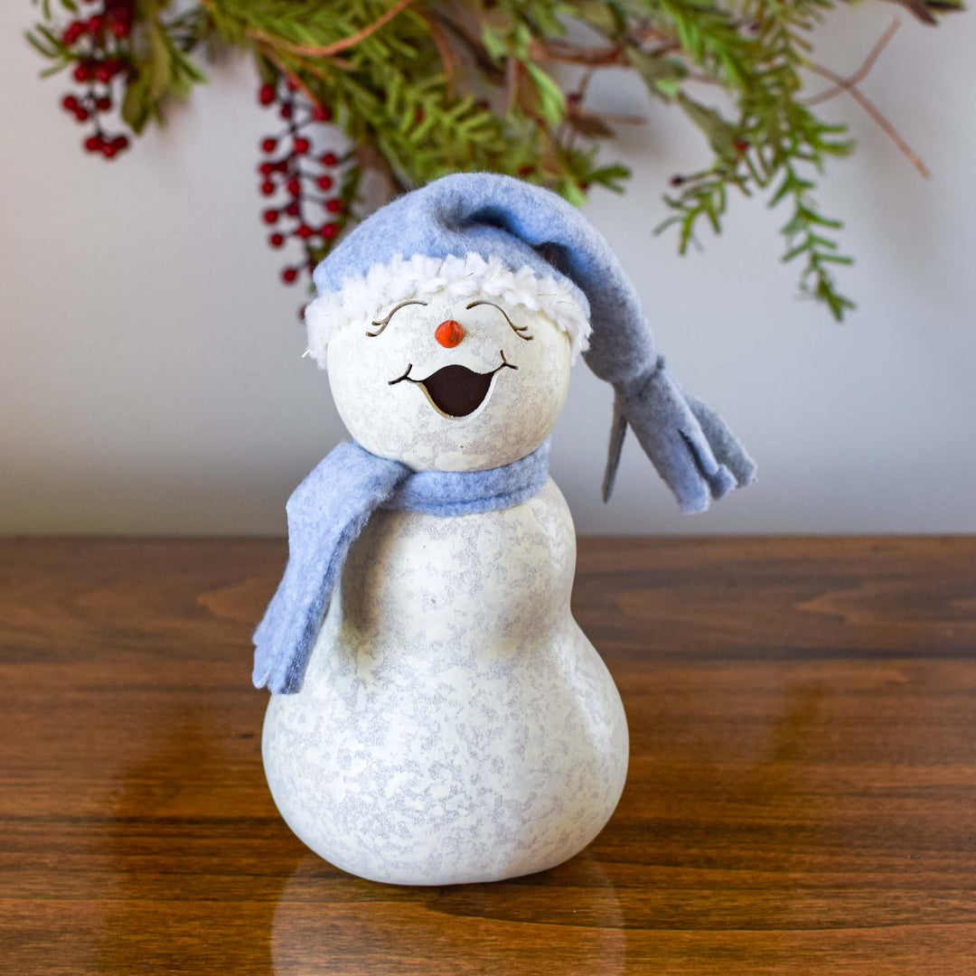 Frostworth Snow Lady - Winter hand-crafted gourd design by Meadowbrooke Gourds