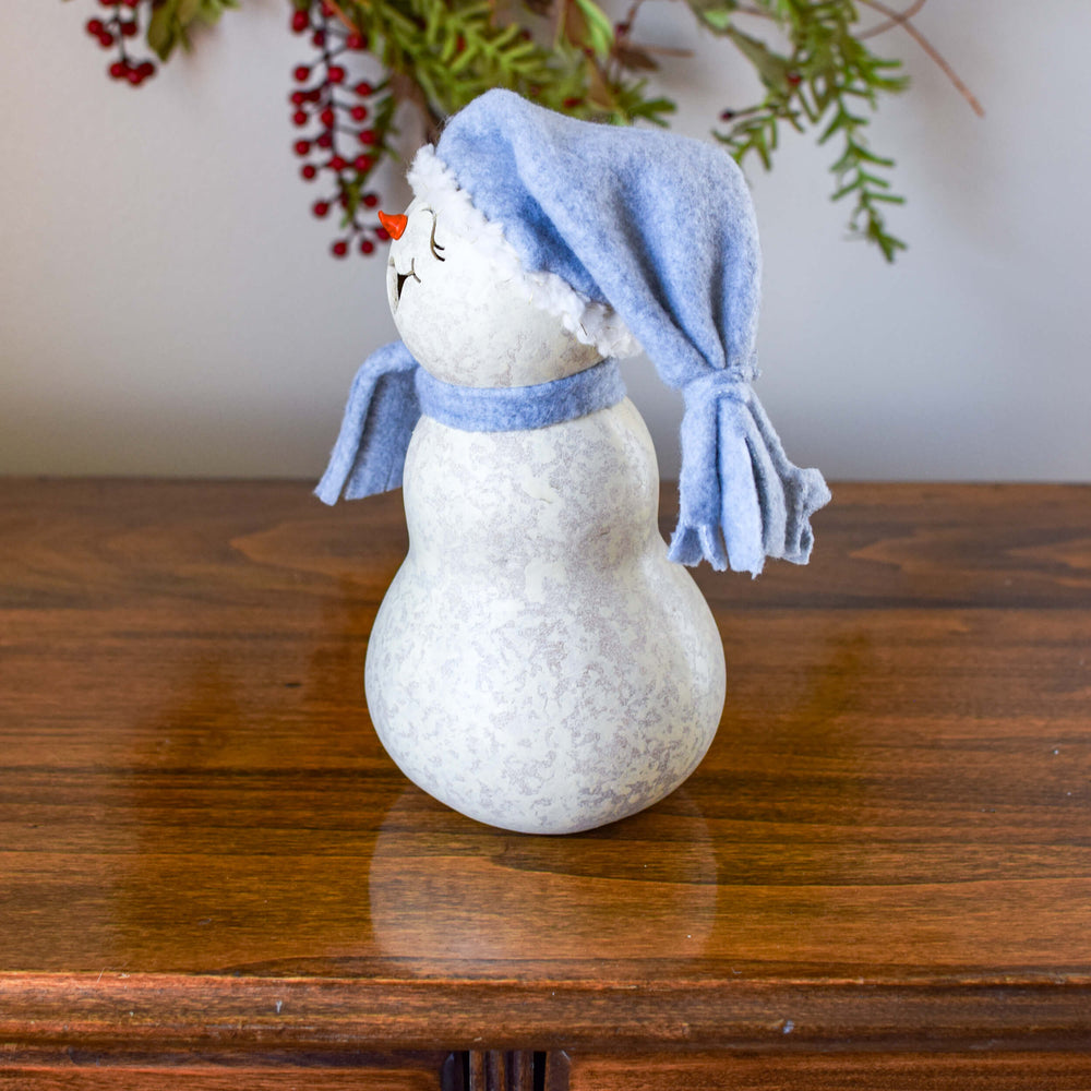 Frostworth Snow Lady - Winter hand-crafted gourd design by Meadowbrooke Gourds