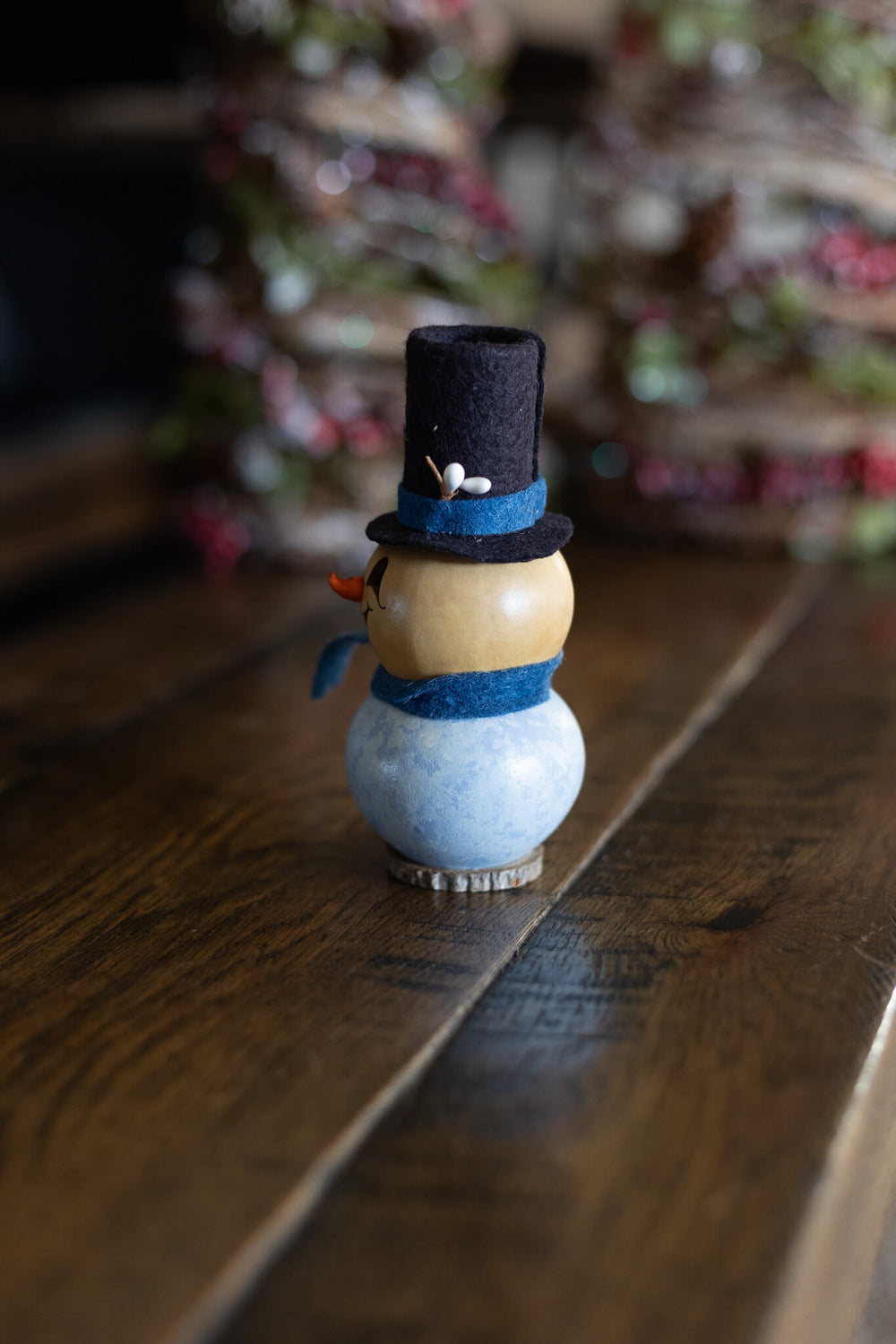 Tiny Gabriel Snowman Gourd Side View at Meadowbrooke Gourds. 