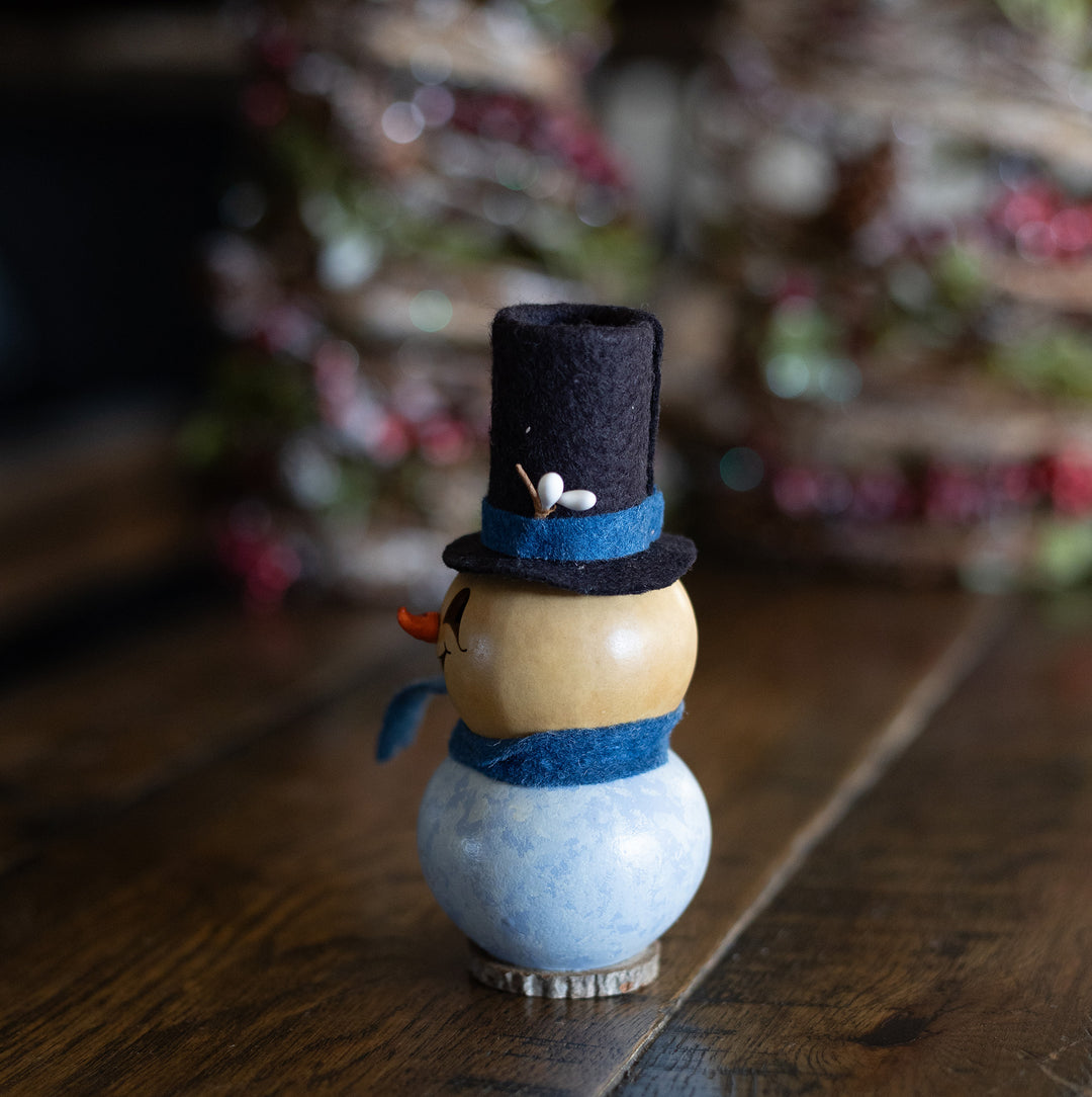 Gabriel Tiny - Winter hand-crafted gourd design by Meadowbrooke Gourds