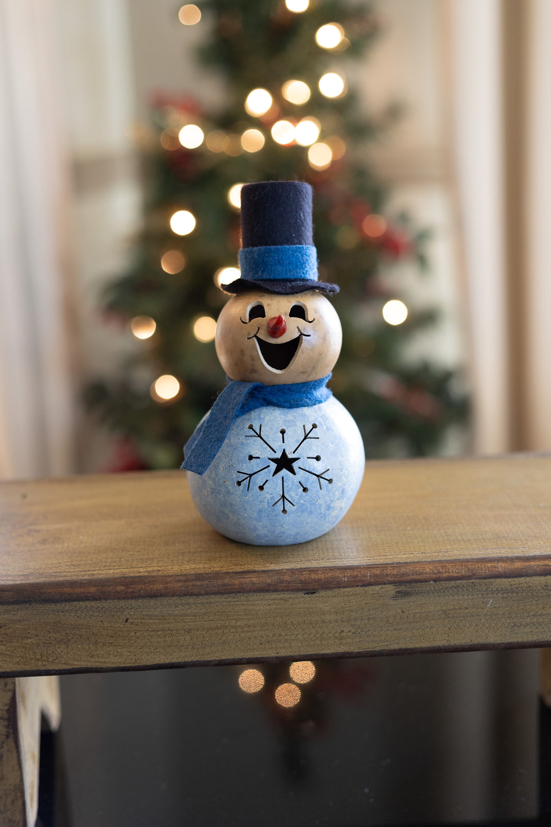 Gabriel Blue Snowman Gourd at Meadowbrooke Gourds. 