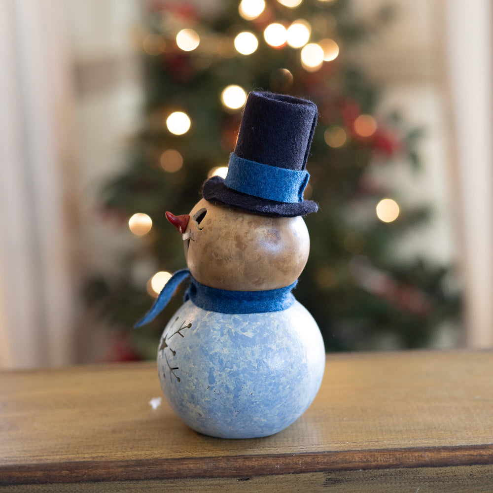 Gabriel Snowman Miniature Gourd Side View at Meadowbrooke Gourds 