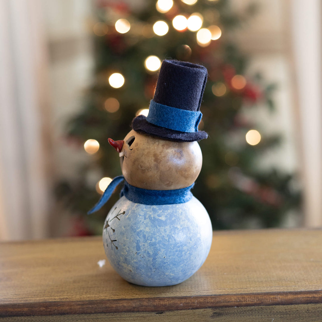 Gabriel Snowman Miniature Gourd Side View at Meadowbrooke Gourds 