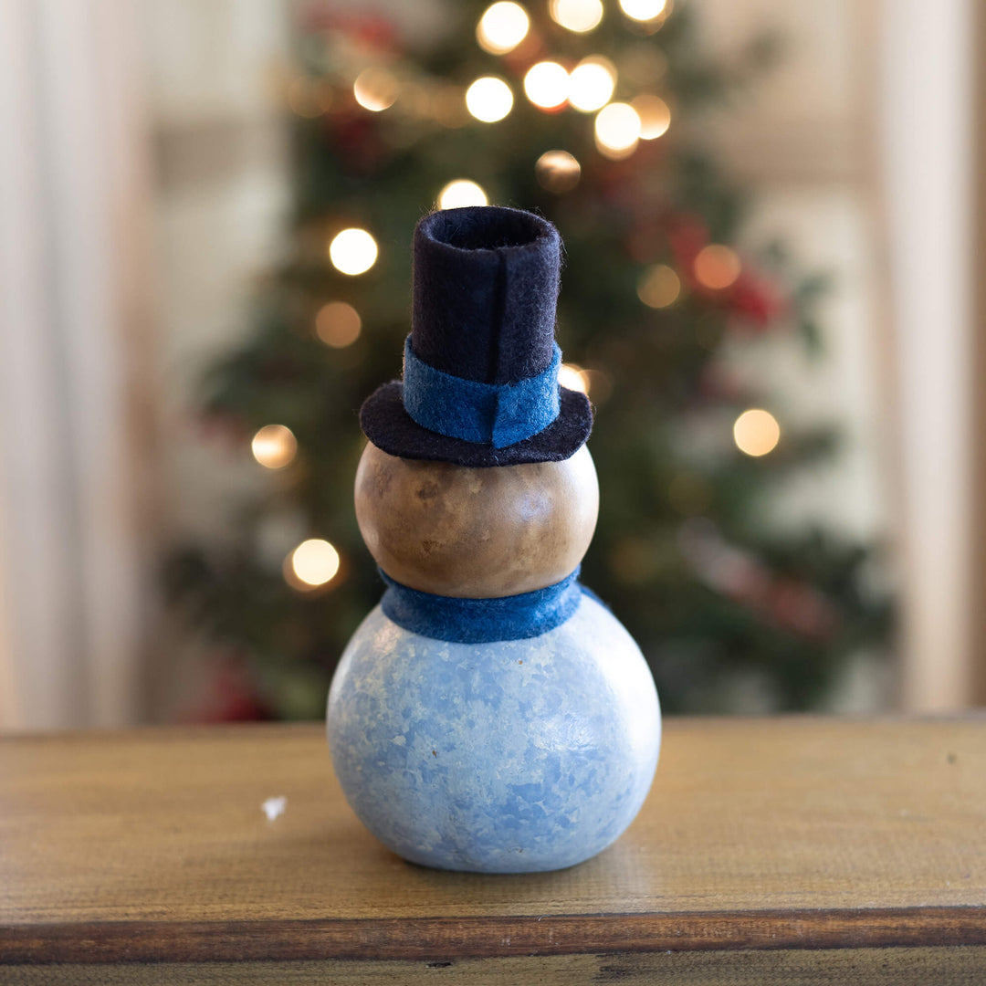 Gabriel Snowman Miniature Gourd Side View at Meadowbrooke Gourds 
