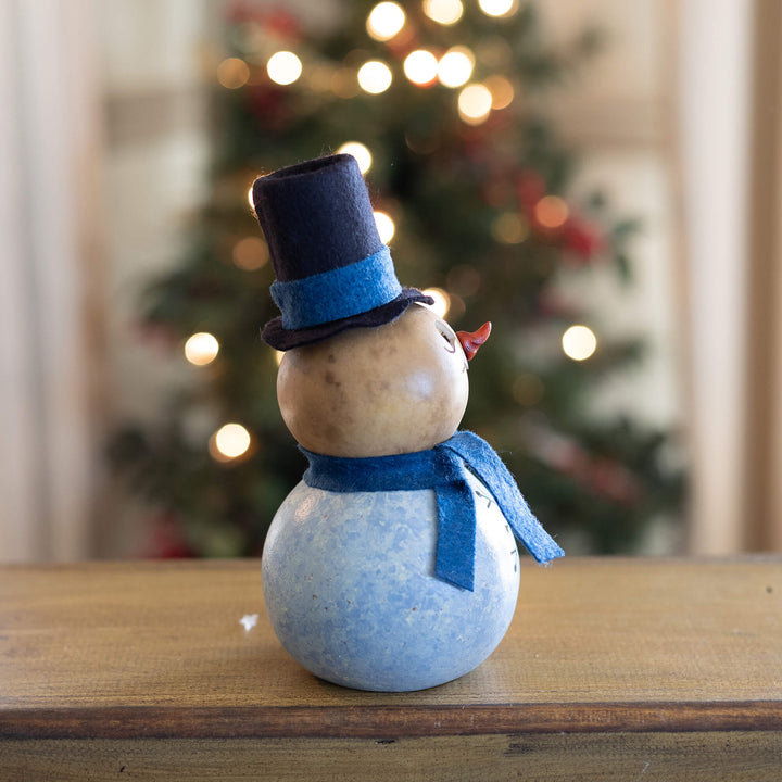 Gabriel Snowman Miniature Gourd Side View at Meadowbrooke Gourds 