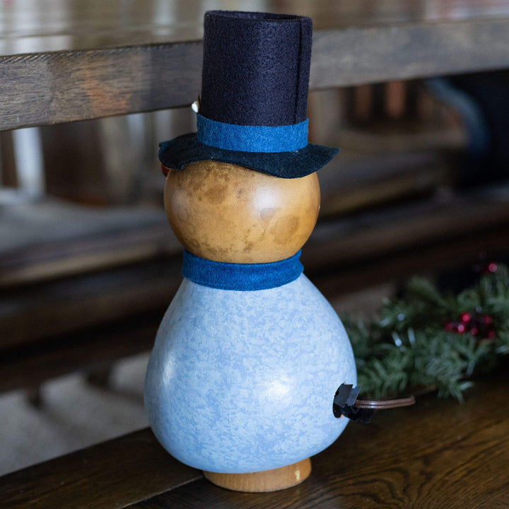 Gabriel Medium Lit Snowman Gourd - Side Veiw at Meadowbrooke Gourds. 
