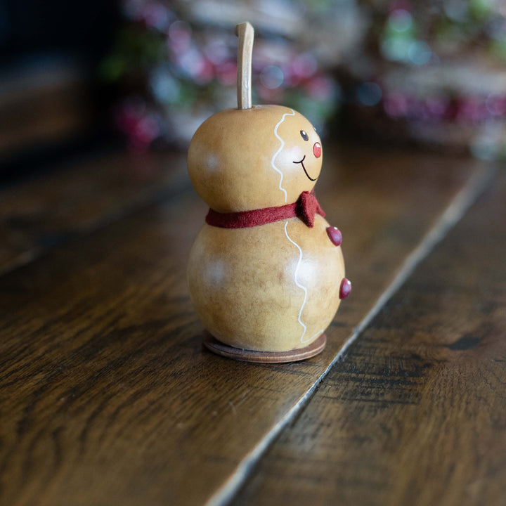 Gingerbread Man - Tiny - Winter hand-crafted gourd design by Meadowbrooke Gourds
