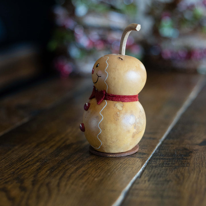 Gingerbread Man - Tiny - Winter hand-crafted gourd design by Meadowbrooke Gourds