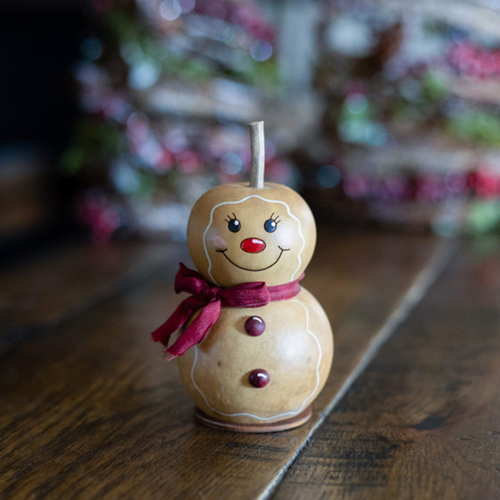 Gingerbread Lady - Tiny - Winter hand-crafted gourd design by Meadowbrooke Gourds