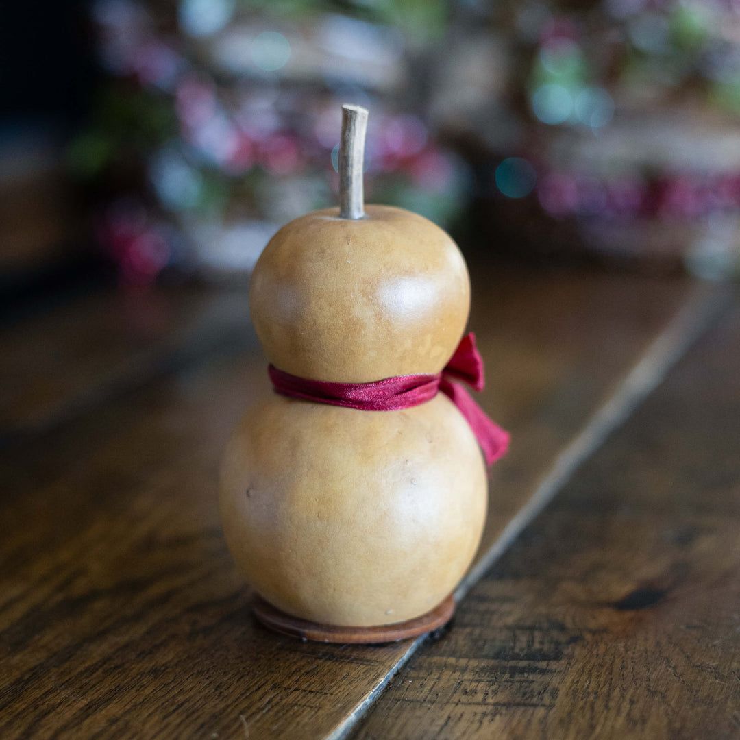 Gingerbread Lady - Tiny - Winter hand-crafted gourd design by Meadowbrooke Gourds