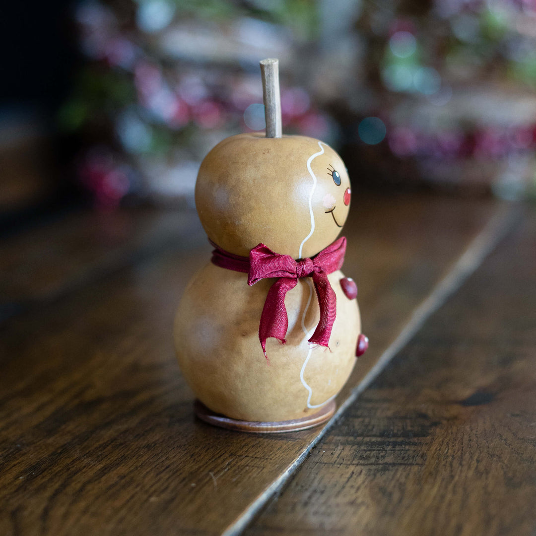 Gingerbread Lady - Tiny - Winter hand-crafted gourd design by Meadowbrooke Gourds