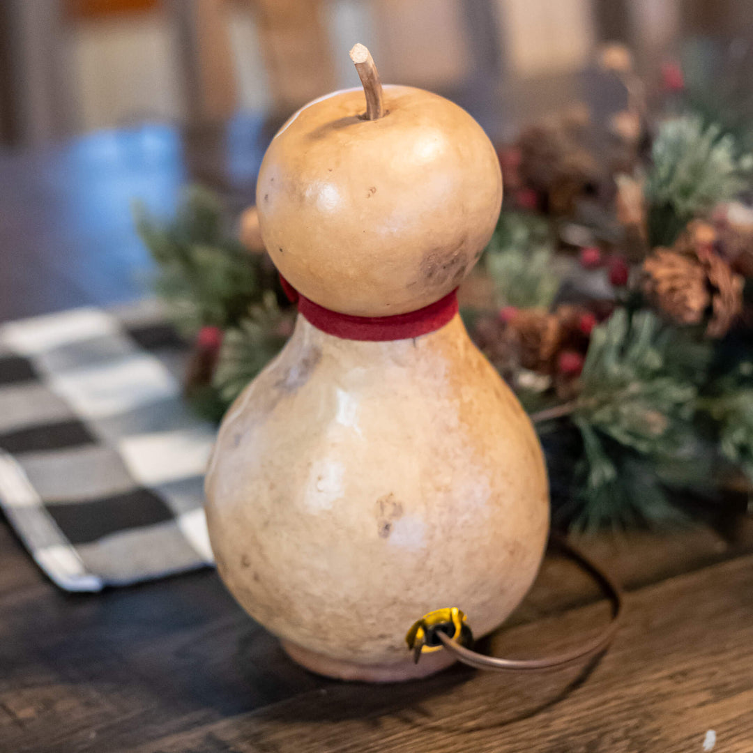 Gingerbread Man - Medium Lit winter hand-crafted gourd luminary design by Meadowbrooke Gourds