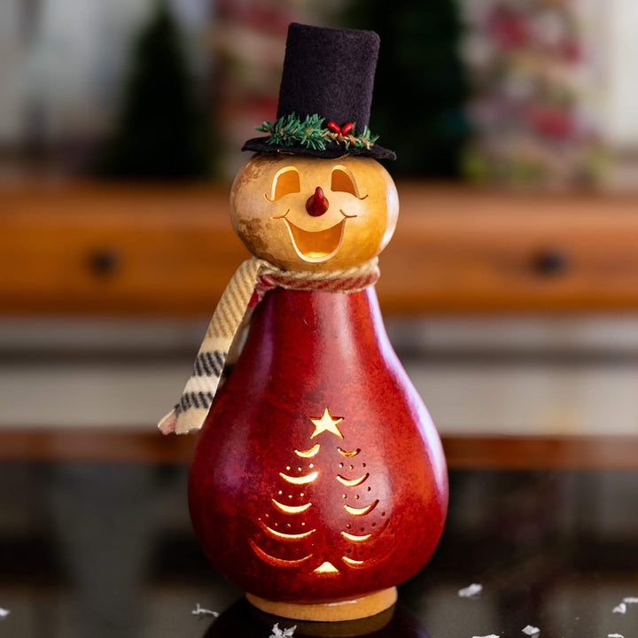Joel Small Lit Snowman Gourd at Meadowbrooke Gourds. 
