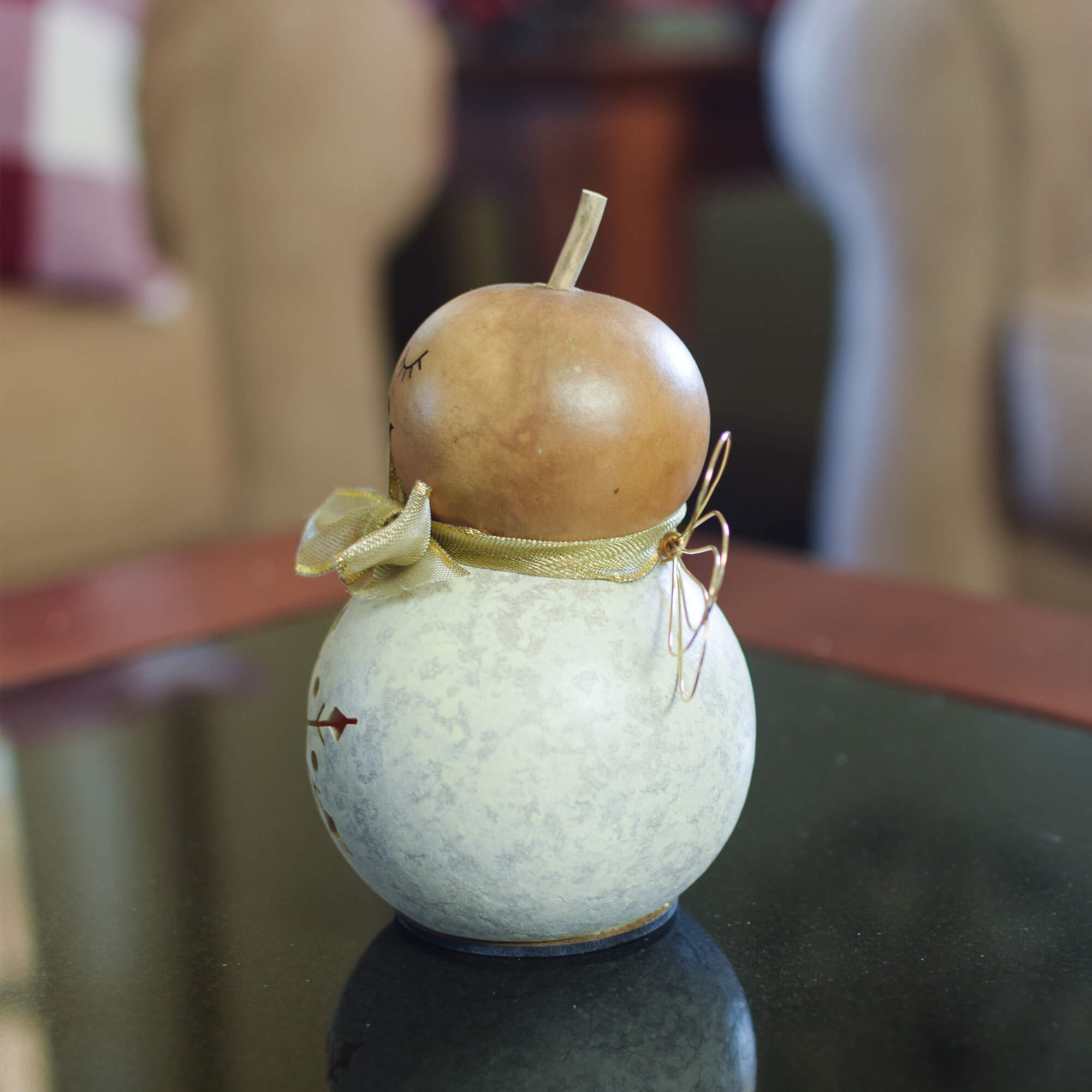 Julia - Miniature Angel Winter Christmas Gourd Tabletop Decor