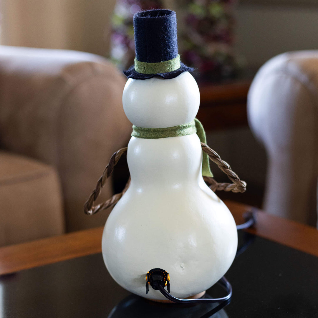 Meadowbrooke Medium Lit Snowman Gourd - Back View at Meadowbrooke Gourds. 