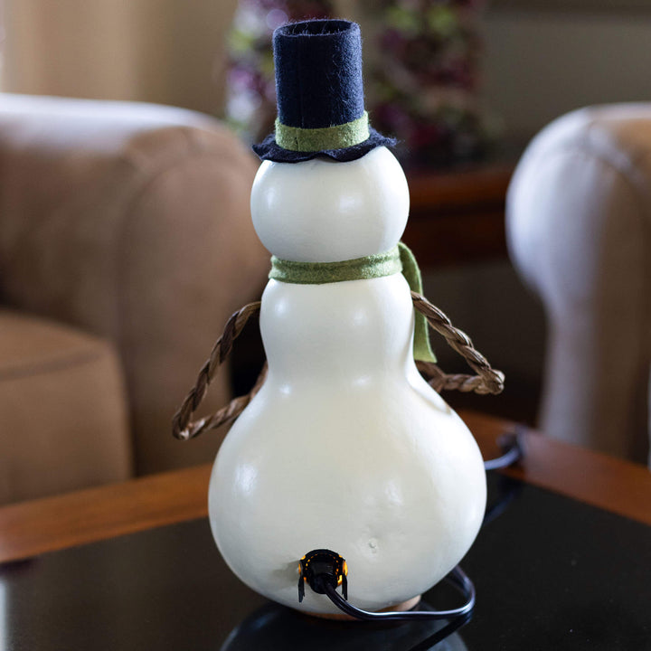 Meadowbrooke Medium Lit Snowman Gourd - Back View at Meadowbrooke Gourds. 