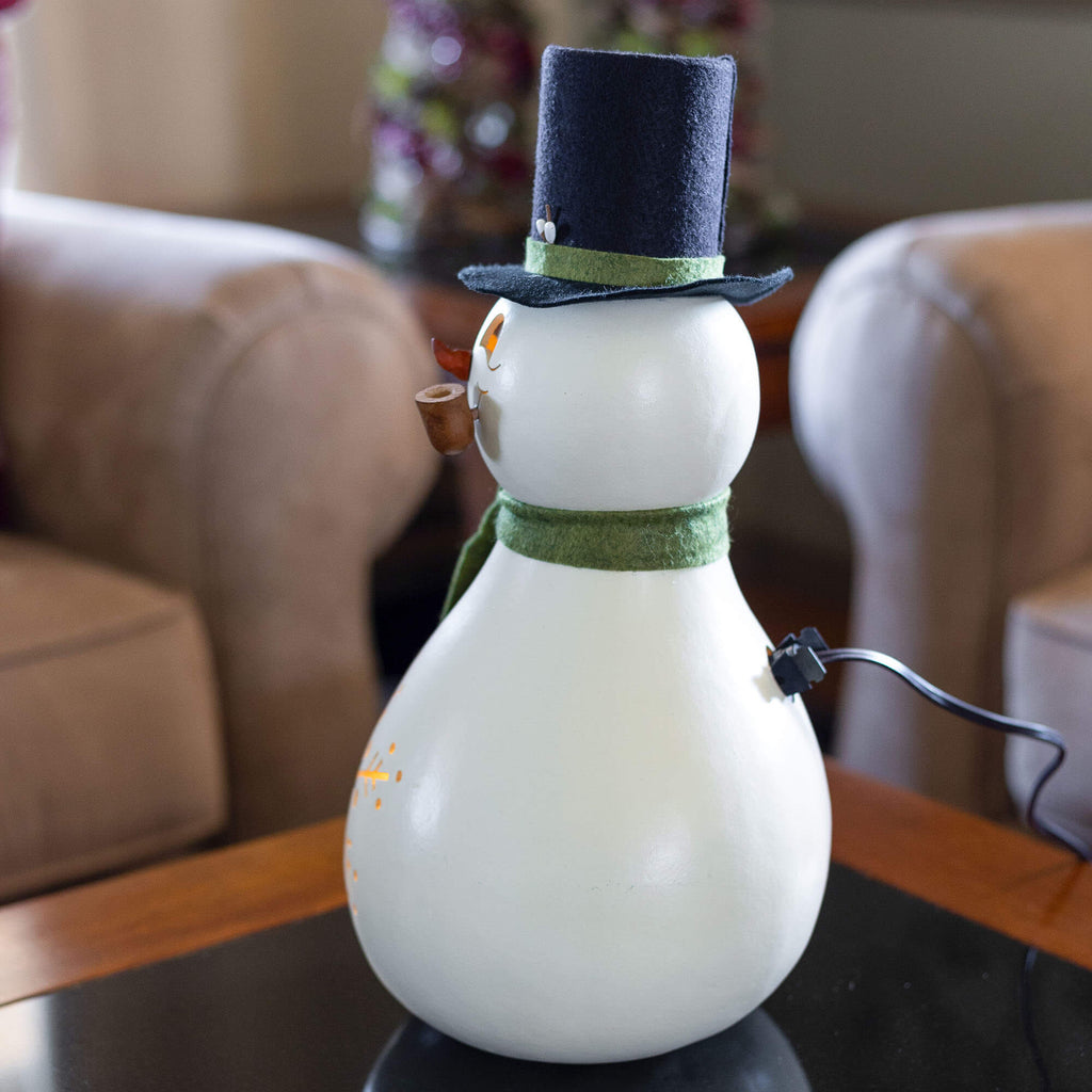 Meadowbrooke Large Lit Snowman Gourd - Side View at Meadowbrooke Gourds. 