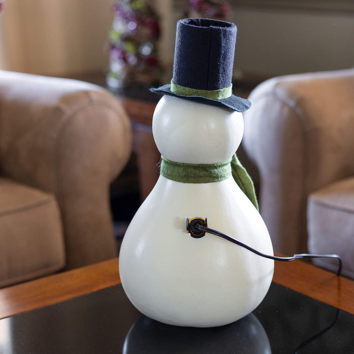 Meadowbrooke Large Lit Snowman Gourd - Back View at Meadowbrooke Gourds. 
