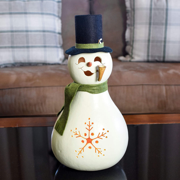 Meadowbrooke Large Lit Snowman Gourd at Meadowbrooke Gourds. 