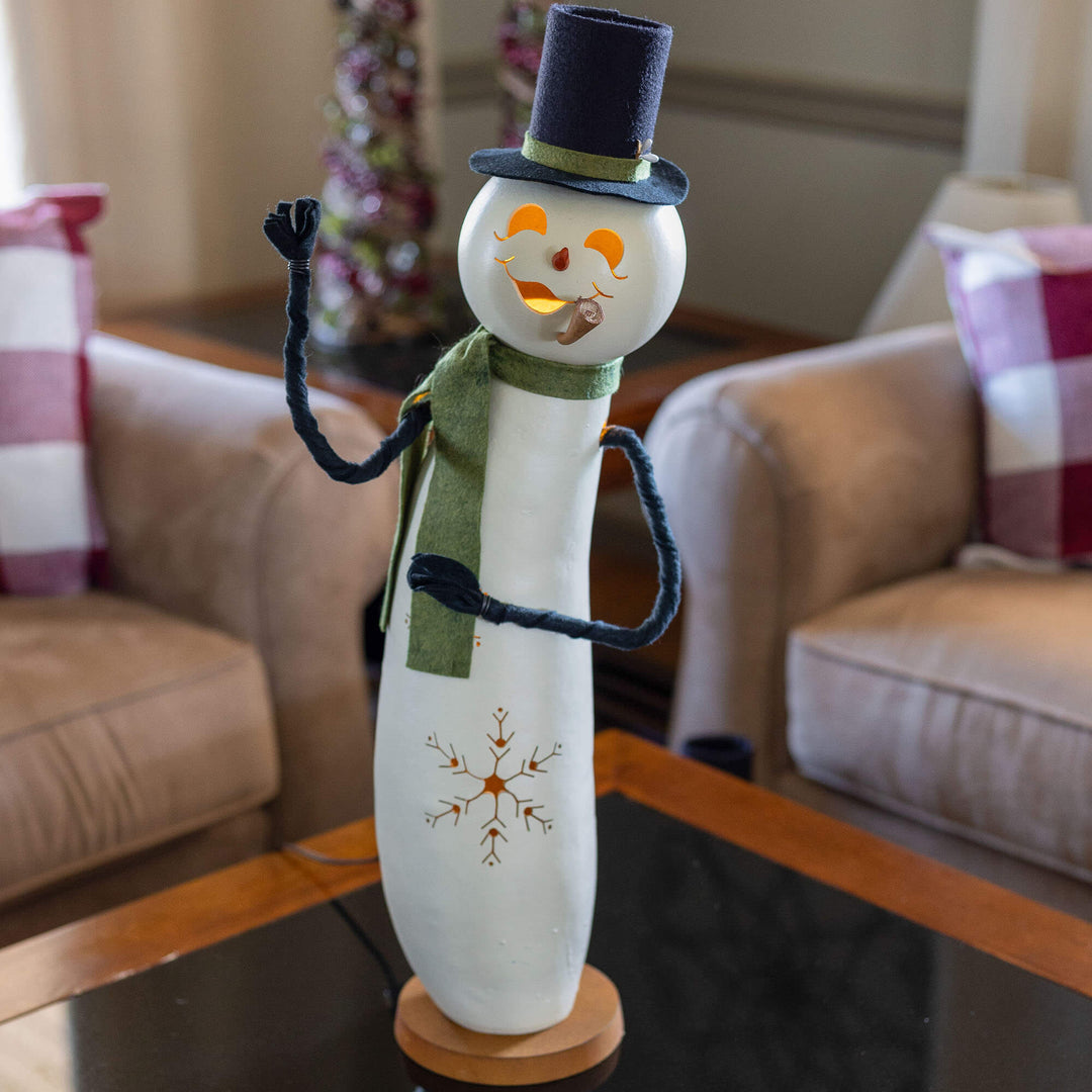 Meadowbrooke Snowman Extra Tall Lit Gourd at Meadowbrooke Gourds. 