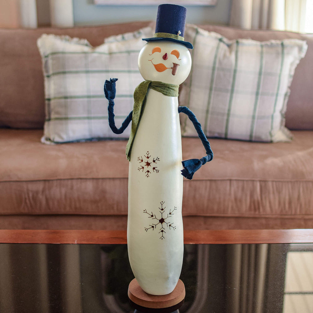 Meadowbrooke Snowman Extra Tall Lit Gourd at Meadowbrooke Gourds. 