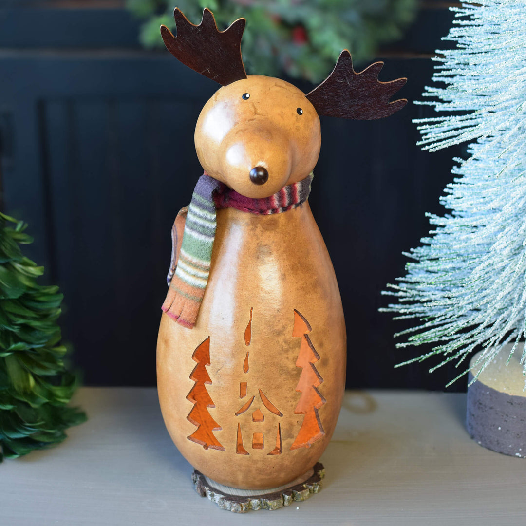 MIles Moose Medium Tall Lit Gourd at Meadowbrooke Gourds. 