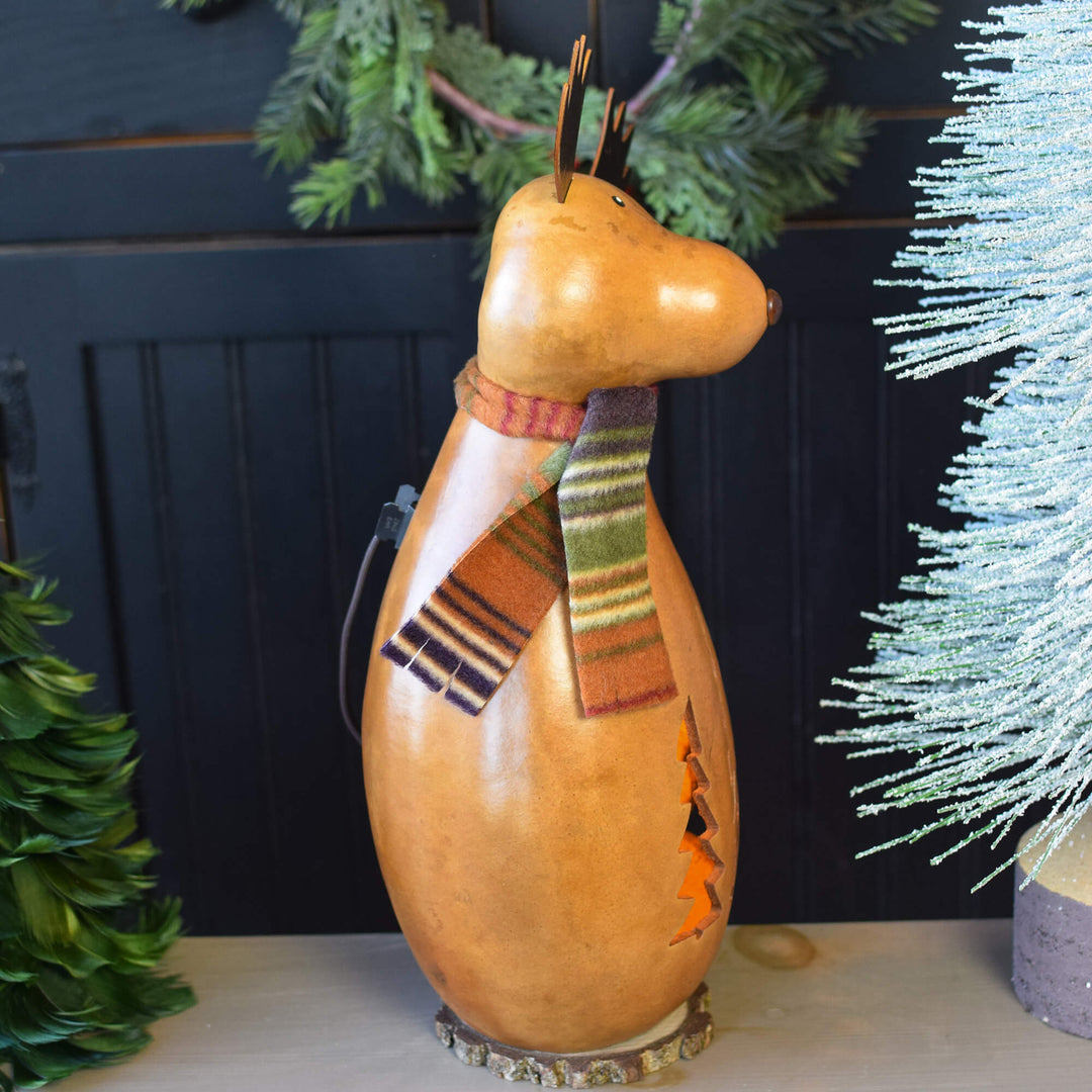 MIles Moose Medium Tall Lit Gourd - Side View at Meadowbrooke Gourds. 