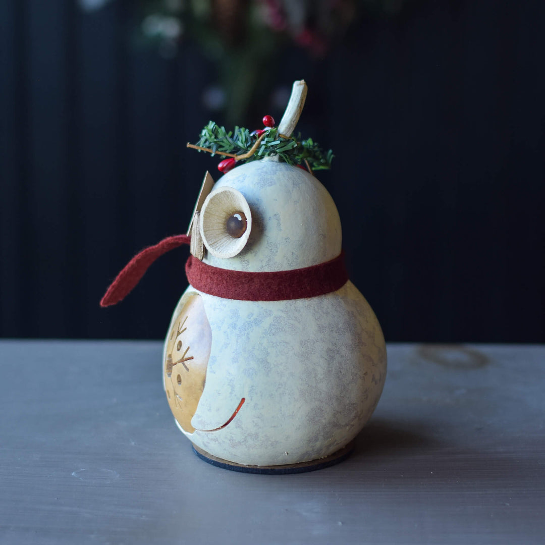 Olwen Gourd Owl - Side View at Meadowbrooke Gourds. 