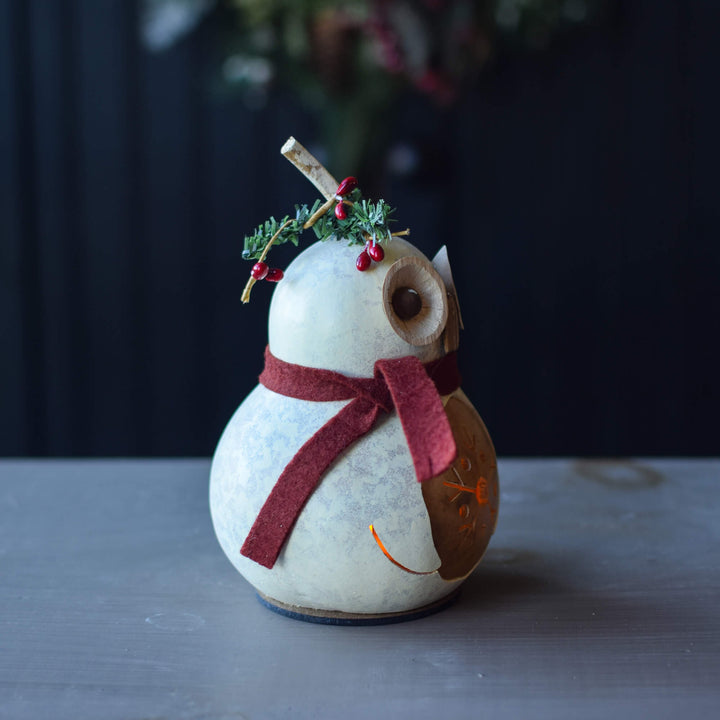 Olwen Gourd Owl - Side View at Meadowbrooke Gourds. 