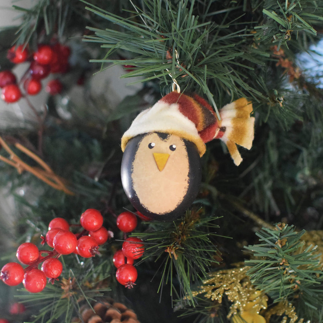 Tux Penguin Gourd Ornament at Meadowbrooke Gourds. 