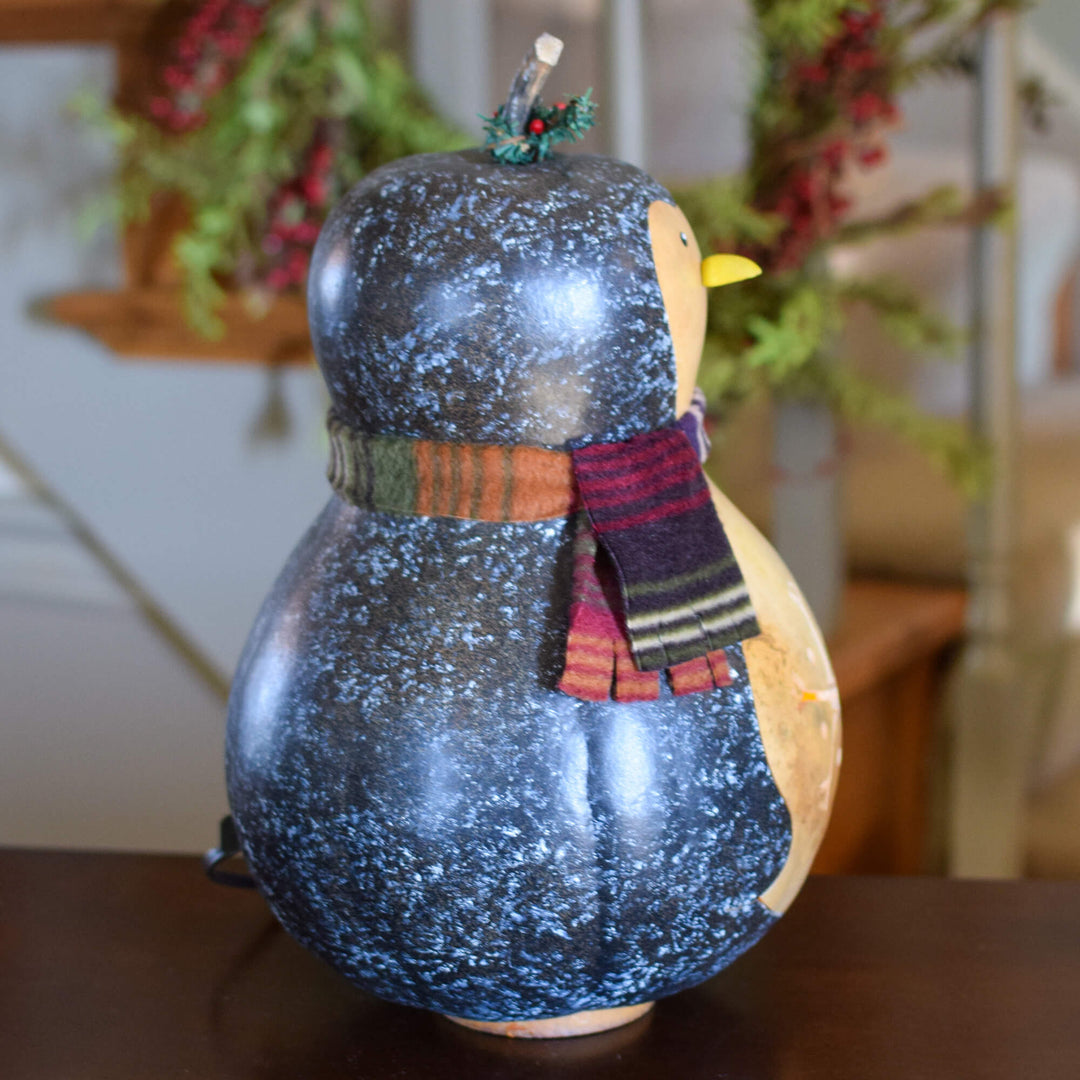Preston Penguin Gourd - Side View at Meadowbrooke Gourds. 